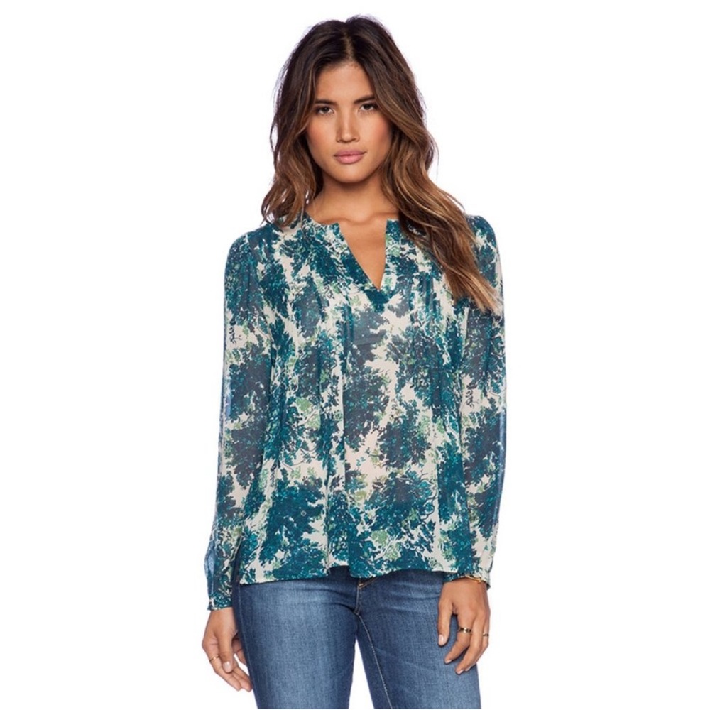 NEW Joie Silk Blouse Style Cantoria Blouse Lagoon Sheer Feminine 100% Silk NWOT